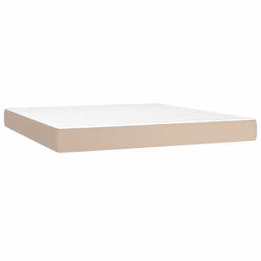 vidaXL Στρώμα με Pocket Springs Καπουτσίνο 180x200x20cm Συνθ. Δέρμα 1 τεμ. - Διπλό