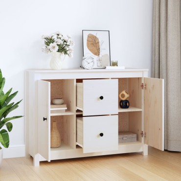vidaXL Ντουλάπι Λευκό 100x35x74cm από Μασίφ Ξύλο Πεύκου 1 τεμ.