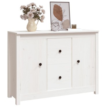 vidaXL Ντουλάπι Λευκό 100x35x74cm από Μασίφ Ξύλο Πεύκου 1 τεμ.
