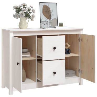 vidaXL Ντουλάπι Λευκό 100x35x74cm από Μασίφ Ξύλο Πεύκου 1 τεμ.