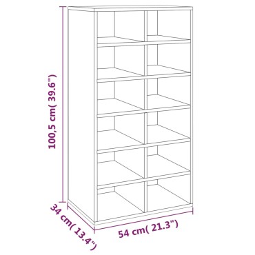vidaXL Παπουτσοθήκη Γκρι Sonoma 54x34x100,5cm από Επεξεργασμένο Ξύλο