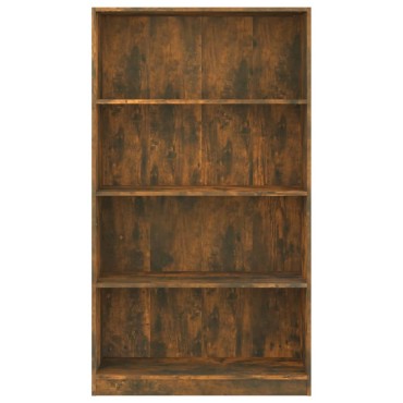 vidaXL Βιβλιοθήκη με 4 Ράφια Καπνιστή Δρυς 80x24x142cm Επεξεργ. Ξύλο 1 τεμ.