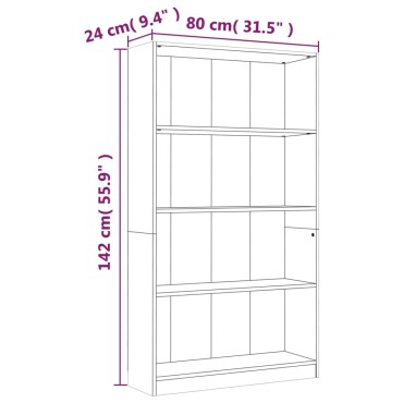vidaXL Βιβλιοθήκη με 4 Ράφια Καπνιστή Δρυς 80x24x142cm Επεξεργ. Ξύλο 1 τεμ.