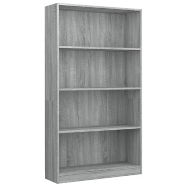 vidaXL Βιβλιοθήκη με 4 Ράφια Γκρι Sonoma 80x24x142cm Επεξεργ. Ξύλο 1 τεμ.