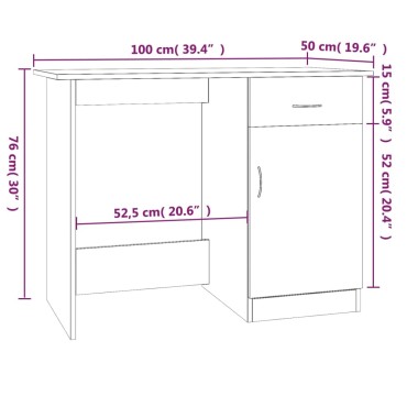 vidaXL Γραφείο Γκρι Sonoma 100x50x76cm από Επεξεργασμένο Ξύλο 1 τεμ.