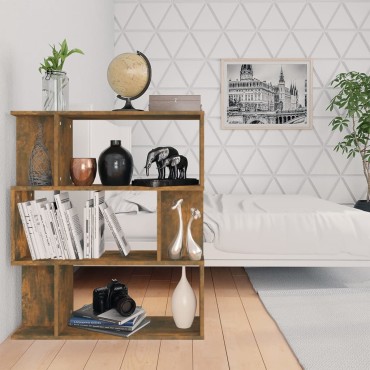 vidaXL Βιβλιοθήκη/Διαχωρ. Χώρου Καπνιστή Δρυς 80x24x96cm Επεξ. Ξύλο 1 τεμ.