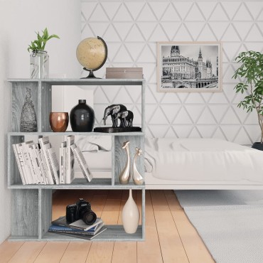 vidaXL Βιβλιοθήκη/Διαχωρ. Χώρου Γκρι Sonoma 80x24x96cm Επεξεργ. Ξύλο 1 τεμ.