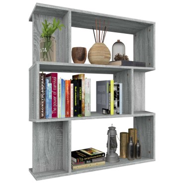 vidaXL Βιβλιοθήκη/Διαχωρ. Χώρου Γκρι Sonoma 80x24x96cm Επεξεργ. Ξύλο 1 τεμ.
