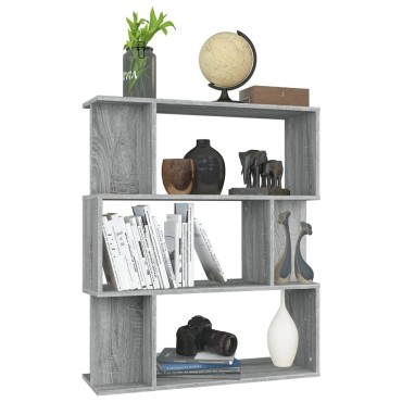 vidaXL Βιβλιοθήκη/Διαχωρ. Χώρου Γκρι Sonoma 80x24x96cm Επεξεργ. Ξύλο 1 τεμ.