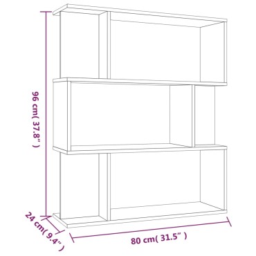 vidaXL Βιβλιοθήκη/Διαχωρ. Χώρου Γκρι Sonoma 80x24x96cm Επεξεργ. Ξύλο 1 τεμ.