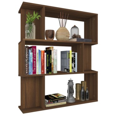 vidaXL Βιβλιοθήκη/Διαχωρ. Χώρου Καφέ Δρυς 80x24x96cm Επεξεργ. Ξύλο 1 τεμ.