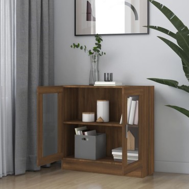 vidaXL Βιτρίνα Καφέ Δρυς 82,5x30,5x80cm από Επεξεργασμένο Ξύλο 1 τεμ.