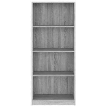 vidaXL Βιβλιοθήκη με 4 Ράφια Γκρι Sonoma 60x24x142cm Επεξεργ. Ξύλο 1 τεμ.