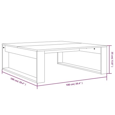 vidaXL Τραπεζάκι Σαλονιού Γκρι Sonoma 100x100x35cm Επεξεργασμένο Ξύλο 1 τεμ.