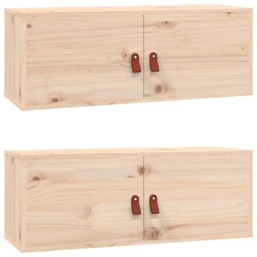 vidaXL Ντουλάπια Τοίχου 2 τεμ. 80x30x30cm από Μασίφ Ξύλο Πεύκου