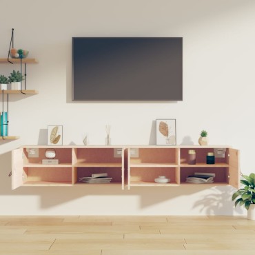 vidaXL Ντουλάπια Τοίχου 2 τεμ. 80x30x30cm από Μασίφ Ξύλο Πεύκου