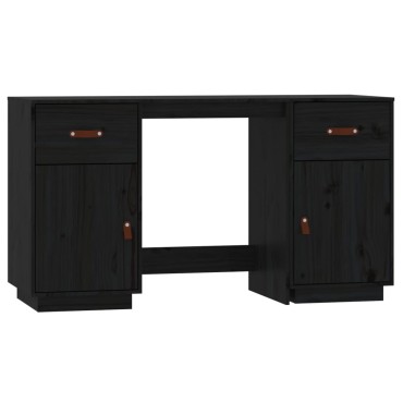 vidaXL Ντουλάπι Γραφείου Μαύρο 135x50x75cm από Μασίφ Ξύλο Πεύκου 1 τεμ.