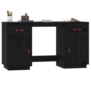 vidaXL Ντουλάπι Γραφείου Μαύρο 135x50x75cm από Μασίφ Ξύλο Πεύκου 1 τεμ.