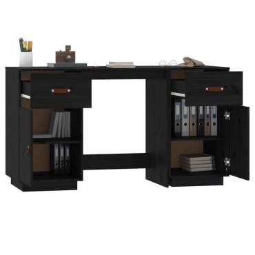 vidaXL Ντουλάπι Γραφείου Μαύρο 135x50x75cm από Μασίφ Ξύλο Πεύκου 1 τεμ.