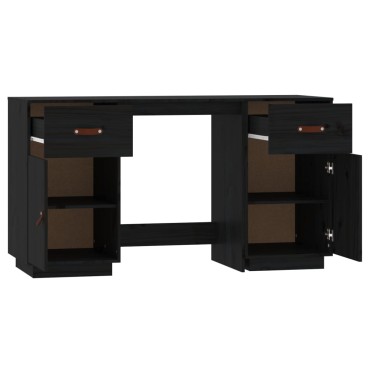 vidaXL Ντουλάπι Γραφείου Μαύρο 135x50x75cm από Μασίφ Ξύλο Πεύκου 1 τεμ.