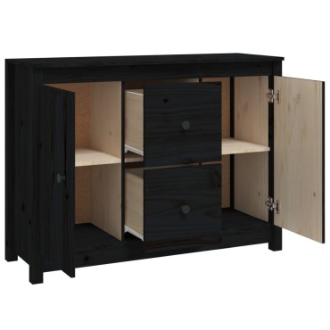 vidaXL Ντουλάπι Μαύρο 100x35x74cm από Μασίφ Ξύλο Πεύκου 1 τεμ.