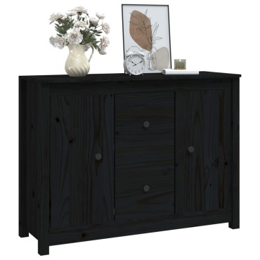 vidaXL Ντουλάπι Μαύρο 100x35x74cm από Μασίφ Ξύλο Πεύκου 1 τεμ.