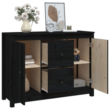 vidaXL Ντουλάπι Μαύρο 100x35x74cm από Μασίφ Ξύλο Πεύκου 1 τεμ.