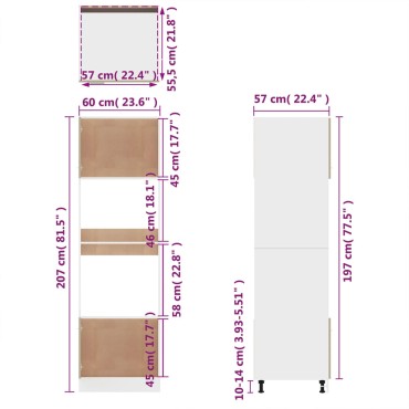 vidaXL Ντουλάπι Φ. Μικροκιμάτων Lyon Καφέ Δρυς 60x57x207cm Επεξ. Ξύλο 1 τεμ.