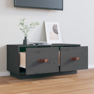 vidaXL Έπιπλο Τηλεόρασης Γκρι 80x34x35cm από Μασίφ Ξύλο Πεύκου