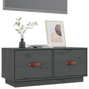 vidaXL Έπιπλο Τηλεόρασης Γκρι 80x34x35cm από Μασίφ Ξύλο Πεύκου