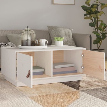 vidaXL Τραπεζάκι Σαλονιού Λευκό 80x50x35cm από Μασίφ Ξύλο Πεύκου 1 τεμ.