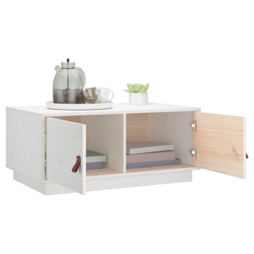 vidaXL Τραπεζάκι Σαλονιού Λευκό 80x50x35cm από Μασίφ Ξύλο Πεύκου 1 τεμ.