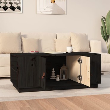 vidaXL Τραπεζάκι Σαλονιού Μαύρο 100x50x41cm από Μασίφ Ξύλο Πεύκου 1 τεμ.