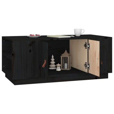 vidaXL Τραπεζάκι Σαλονιού Μαύρο 100x50x41cm από Μασίφ Ξύλο Πεύκου 1 τεμ.