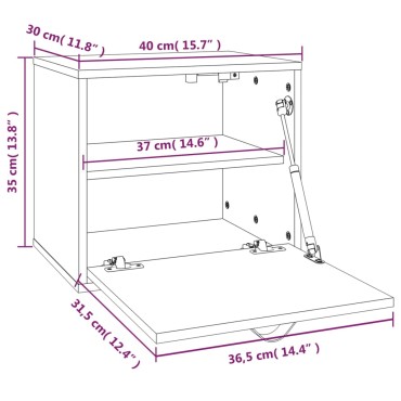 vidaXL Ντουλάπι Τοίχου Γκρι 40x30x35cm από Μασίφ Ξύλο Πεύκου 1 τεμ.