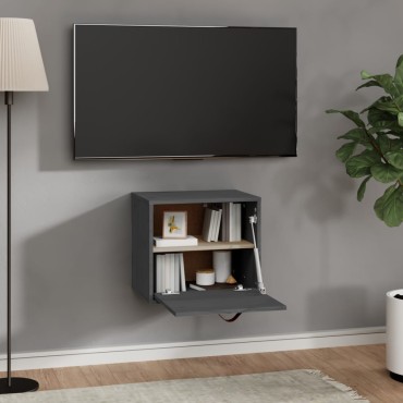 vidaXL Ντουλάπι Τοίχου Γκρι 40x30x35cm από Μασίφ Ξύλο Πεύκου 1 τεμ.