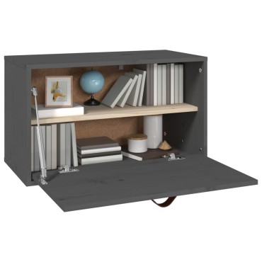 vidaXL Ντουλάπι Τοίχου Γκρι 60x30x35cm από Μασίφ Ξύλο Πεύκου 1 τεμ.