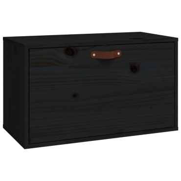 vidaXL Ντουλάπι Τοίχου Μαύρο 60x30x35cm από Μασίφ Ξύλο Πεύκου 1 τεμ.