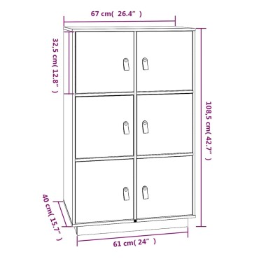 vidaXL Ντουλάπι Ψηλό Καφέ Μέλι 67x40x108,5cm από Μασίφ Ξύλο Πεύκου 1 τεμ.