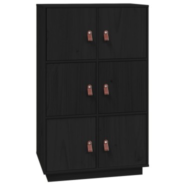 vidaXL Ντουλάπι Ψηλό Μαύρο 67x40x108,5cm από Μασίφ Ξύλο Πεύκου 1 τεμ.