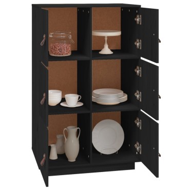 vidaXL Ντουλάπι Ψηλό Μαύρο 67x40x108,5cm από Μασίφ Ξύλο Πεύκου 1 τεμ.