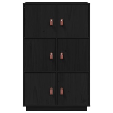 vidaXL Ντουλάπι Ψηλό Μαύρο 67x40x108,5cm από Μασίφ Ξύλο Πεύκου 1 τεμ.