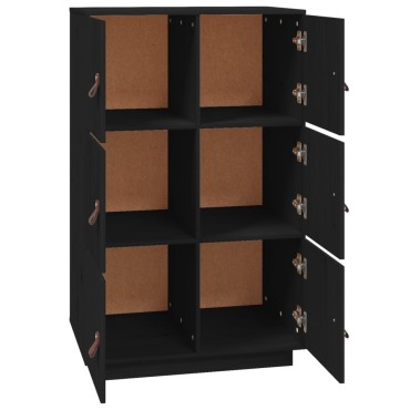 vidaXL Ντουλάπι Ψηλό Μαύρο 67x40x108,5cm από Μασίφ Ξύλο Πεύκου 1 τεμ.