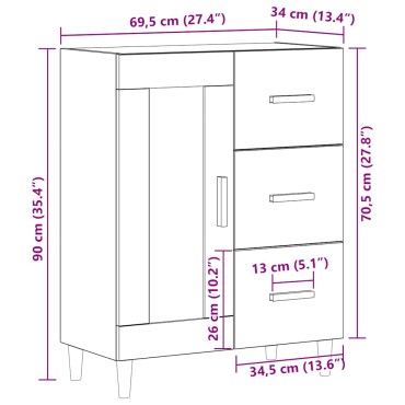 vidaXL Ντουλάπι Λευκό 69,5x34x90cm από Επεξεργασμένο Ξύλο 1 τεμ.