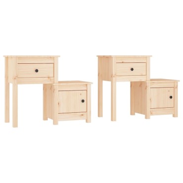 vidaXL Κομοδίνα 2 τεμ. 79,5x38x65,5cm από Μασίφ Ξύλο Πεύκου