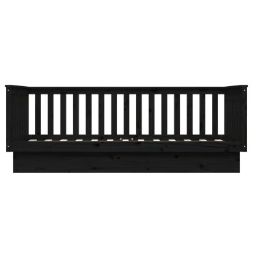 820387 vidaXL Καναπές Κρεβάτι Μαύρο 100x200cm από Μασίφ Ξύλο Πεύκου 1 τεμ. - Μονό