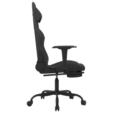 vidaXL Καρέκλα Μασάζ Gaming Μαύρη Ύφασμα με Υποπόδιο 66x58x(120-130)cm 1 τεμ.