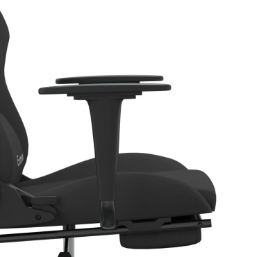 vidaXL Καρέκλα Μασάζ Gaming Μαύρη Ύφασμα με Υποπόδιο 66x58x(120-130)cm 1 τεμ.