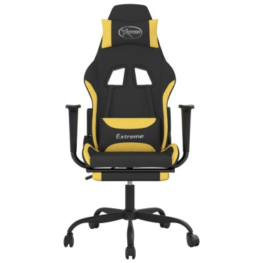 vidaXL Καρέκλα Μασάζ Gaming Μαύρη/Κίτρινο Ύφασμα με Υποπόδιο 66x58x(120-130)cm 1 τεμ.