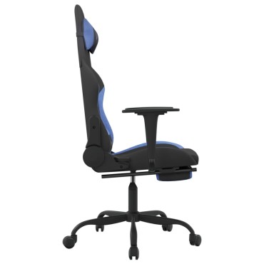 vidaXL Καρέκλα Μασάζ Gaming Μαύρη/Μπλε Ύφασμα με Υποπόδιο 66x58x(120-130)cm 1 τεμ.